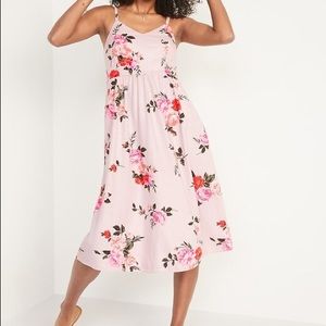 Old Navy Floral Linen-Blend Fit & Flare Midi Sundress